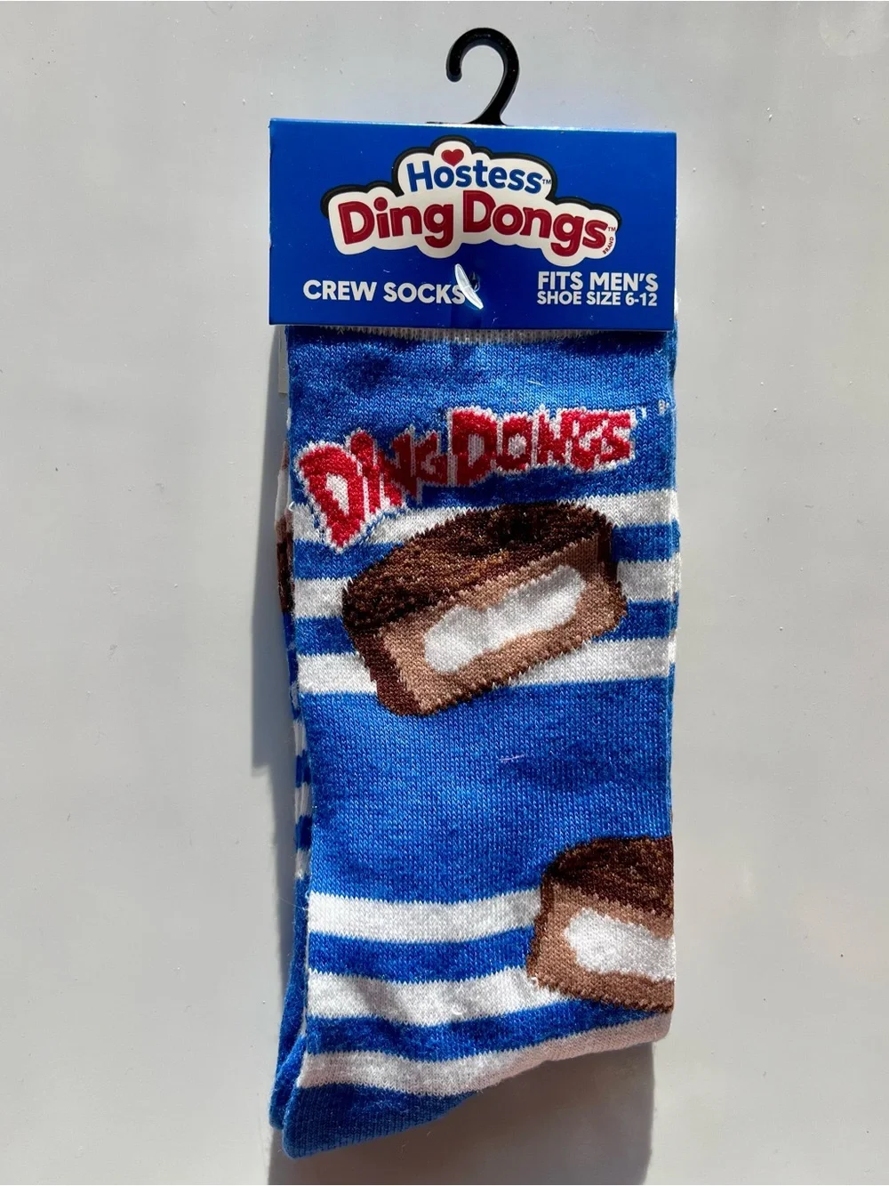 Hanes Blue Crew Socks with Ding Dongs Snack Design